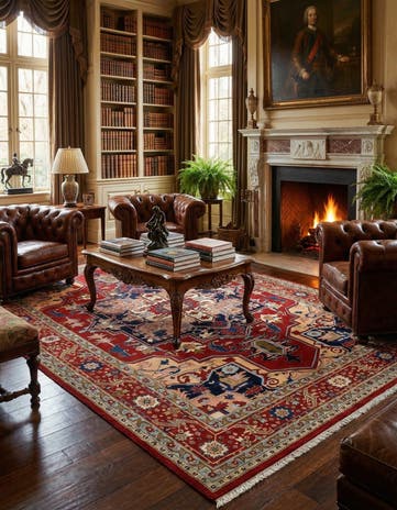 7' 11 x 11' 6 Hand Knotted Indo Heriz Wool Rug