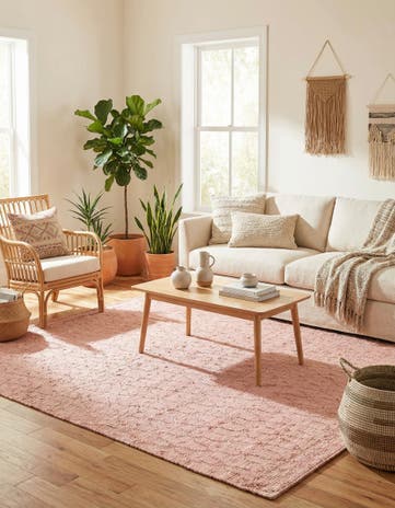 Pink Hand Woven Larsa Jute Square Rug