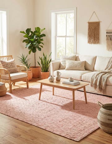 Pink Hand Woven Larsa Jute Square Rug