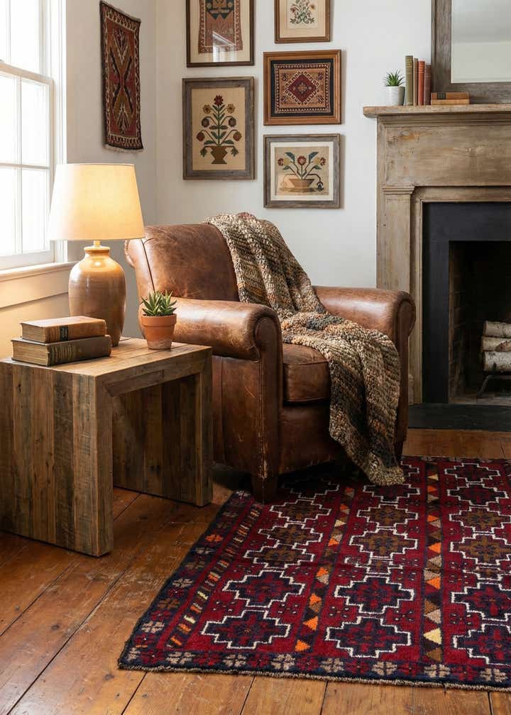 2' 10 x 4' 7 Hand Knotted Balouch Persian Wool Rug