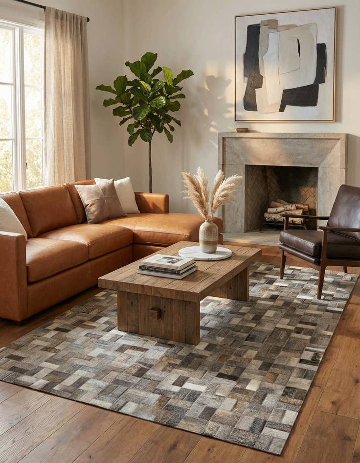 Detail image of 5' x 7' 10 Cowhide Stocks Rug