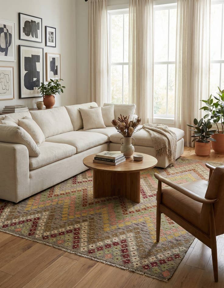 Detail image of 6' x 8'  Hand Woven Kilim Modern Wool Rug