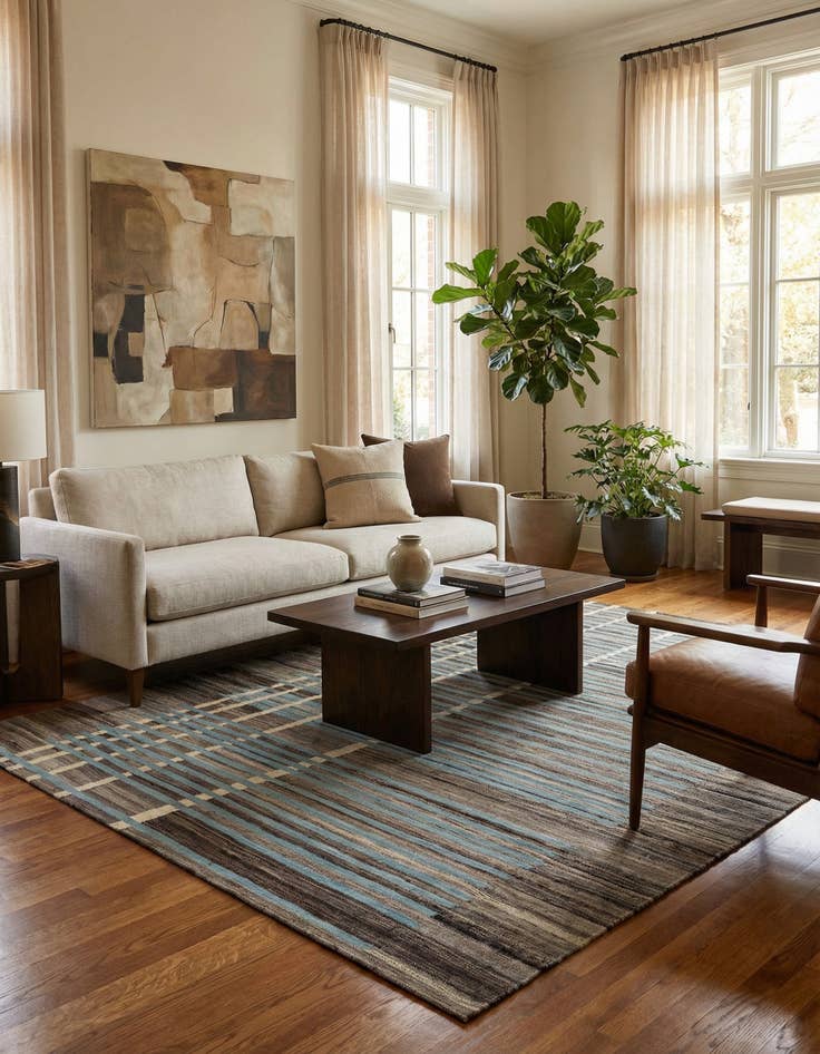 Detail image of 5' 8 x 8' 3  Hand Woven Kilim Modern Wool Rug