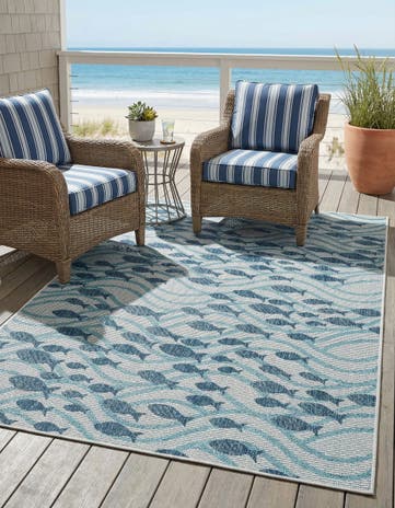 5' 3 x 8' Easy-Clean Coastal Indoor / Outdoor Rug