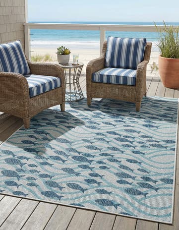 5' 3 x 8' Easy-Clean Coastal Indoor / Outdoor Rug