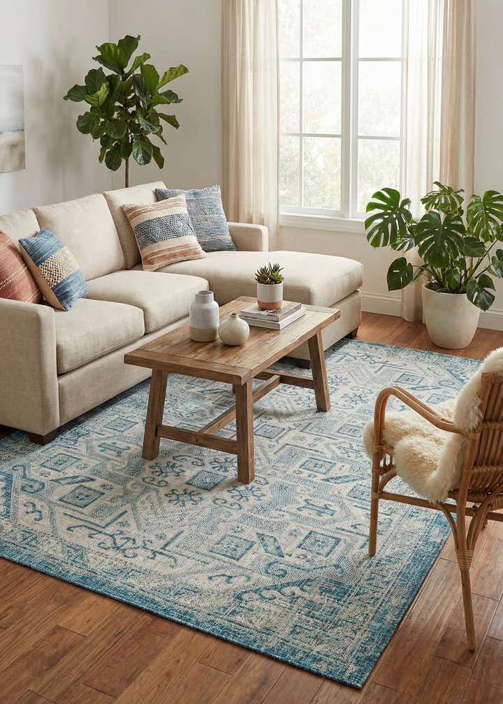 6' x 9' Easy-Clean Aztec Indoor / Outdoor Rug