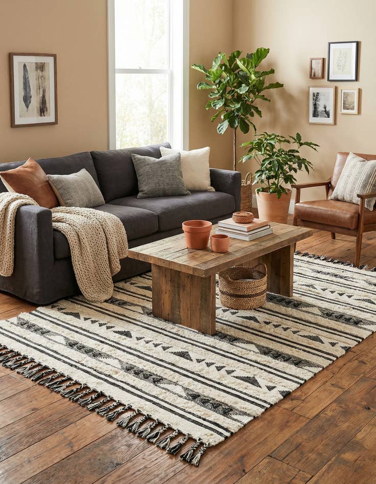 Detail image of 6' 1 x 9'  Hand Woven Arizona Wool Rug