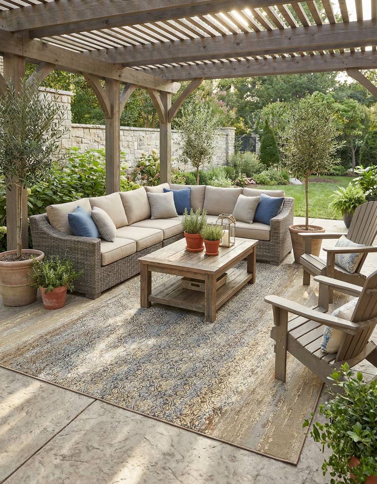 Detail image of 10' x 12' 2  Washable Botanical Indoor / Outdoor Rug