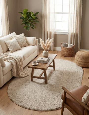 5' 3 x 8' Soft Solid Shag Oval Rug