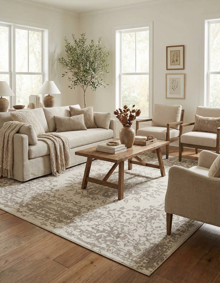 Detail image of  10' x 10'  Washable Traditional Indoor / Outdoor Square Rug