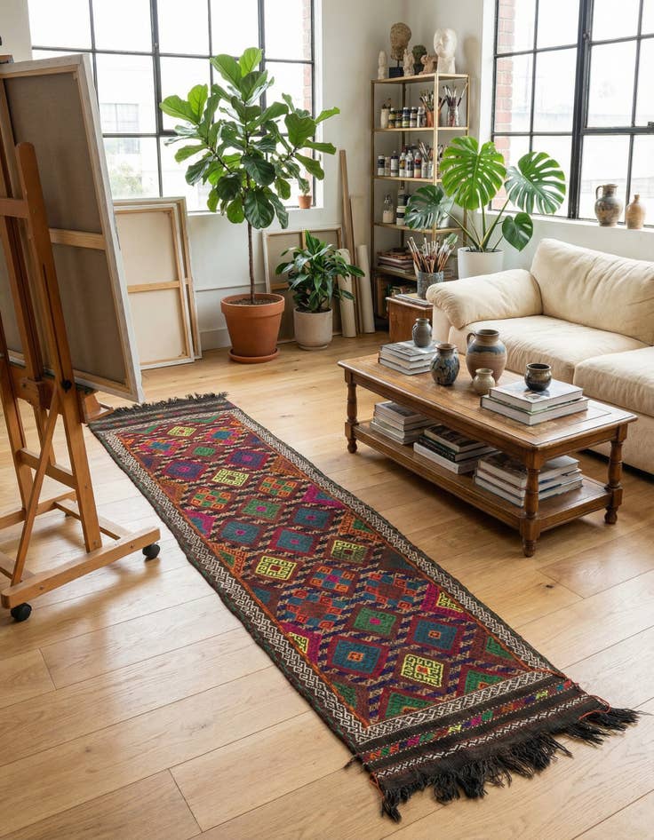 Detail image of 2' 2 x 7' 10  Hand Knotted Kilim Fars Persian Wool Runner Rug