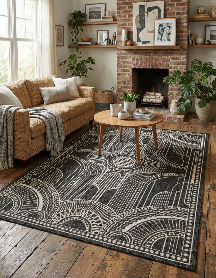 Detail image of  5' 3 x 8'  Washable Traditional Indoor / Outdoor Rug