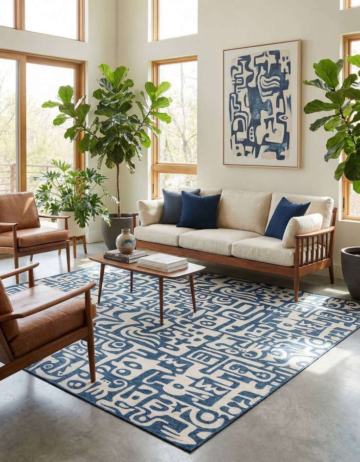 Detail image of  13' x 13'  Washable Modern Indoor / Outdoor Square Rug