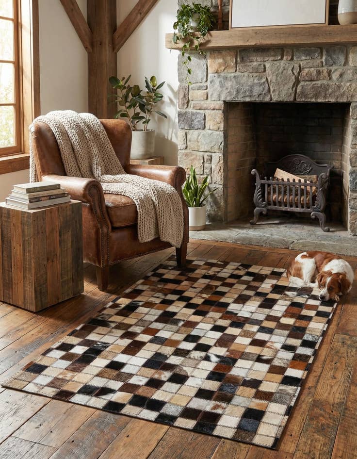 Detail image of 2' x 3' 1 Cowhide Leather Rug