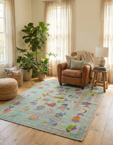 4' 1 x 5' 8 Hand Woven Kilim Suzani Wool Rug
