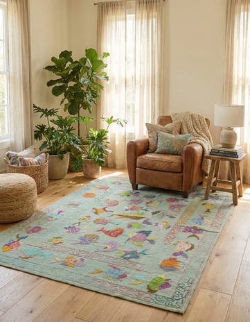 4' 1 x 5' 8 Hand Woven Kilim Suzani Wool Rug
