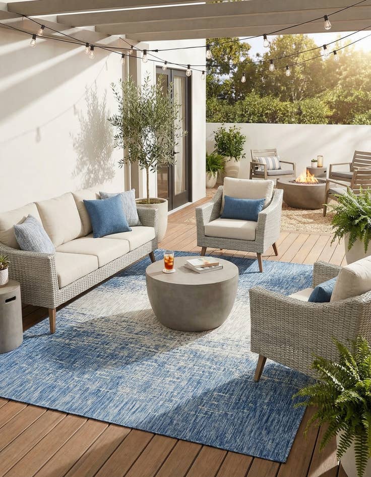 Detail image of 9' x 12'  Washable Modern Indoor / Outdoor Rug