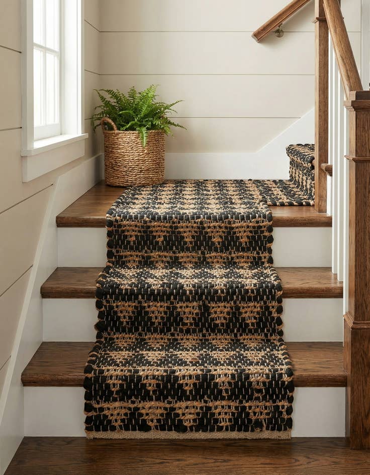 Detail image of  0' 9 x 2' 6 Chindi Jute Stair Rug
