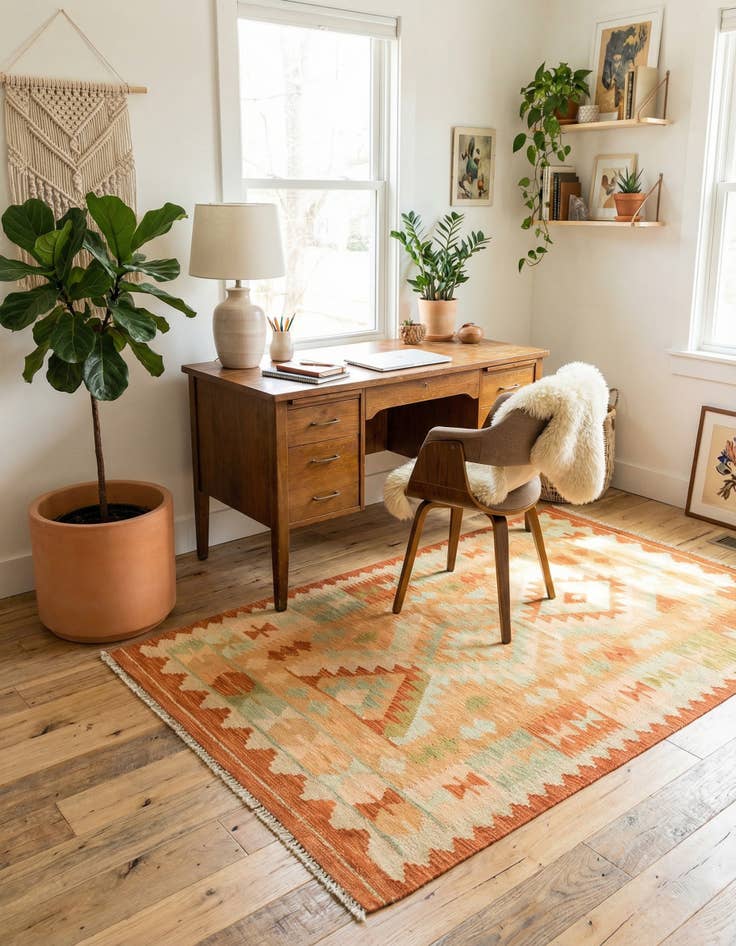 Detail image of 3' 2 x 5'  Hand Woven Kilim Waziri Wool Rug