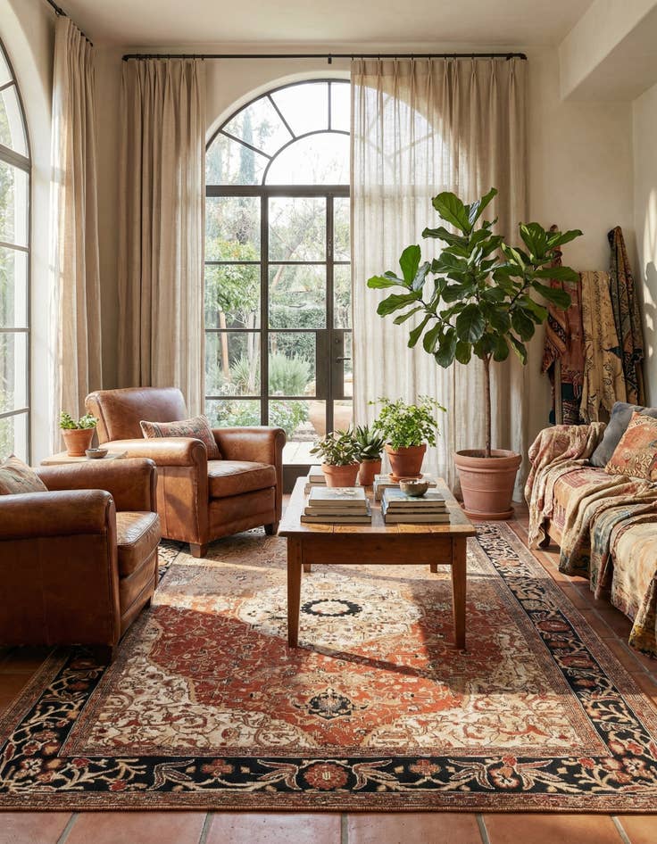 Detail image of 7' 10 x 10'  Washable Traditional Indoor / Outdoor Rug