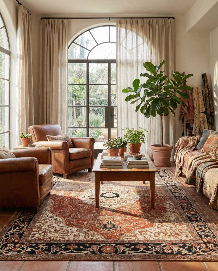 Detail image of 7' 10 x 10' Easy-Clean Traditional Indoor / Outdoor Rug