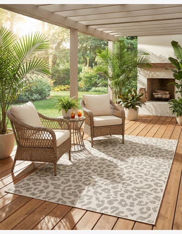 Ivory Gray Easy-Clean Safari Indoor / Outdoor Rug