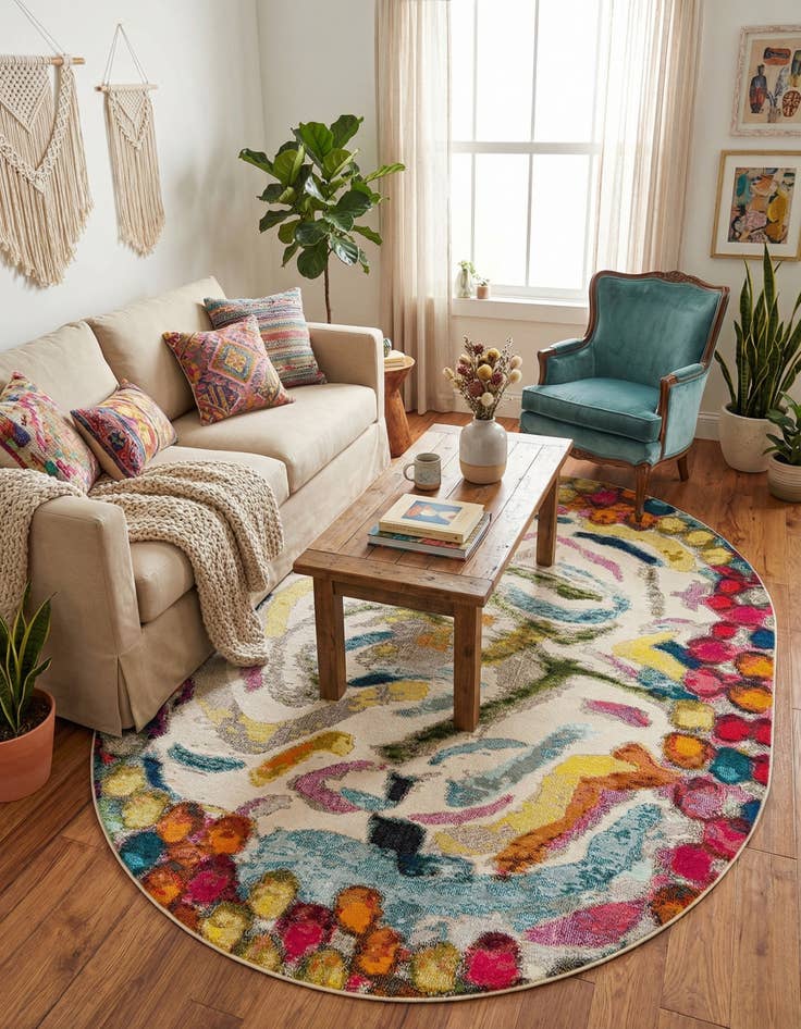 Detail image of 7' 10 x 10'  Washable Vivid Oval Rug
