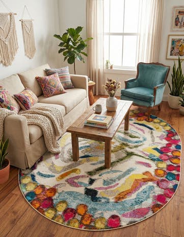 Washable Vivid Oval Rug