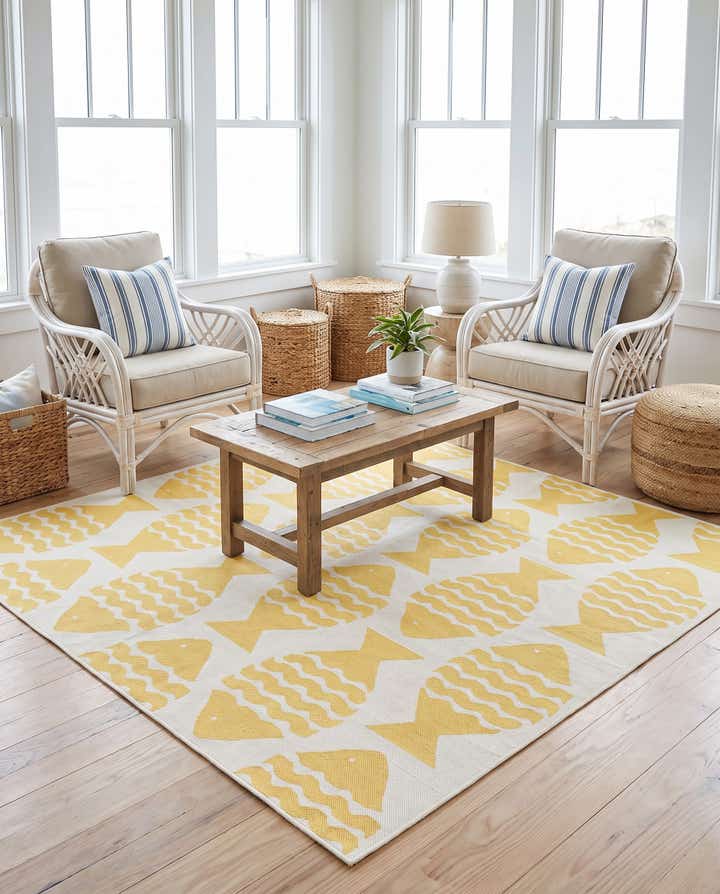 7' 10 x 7' 10 Easy-Clean Coastal Indoor / Outdoor Square Rug