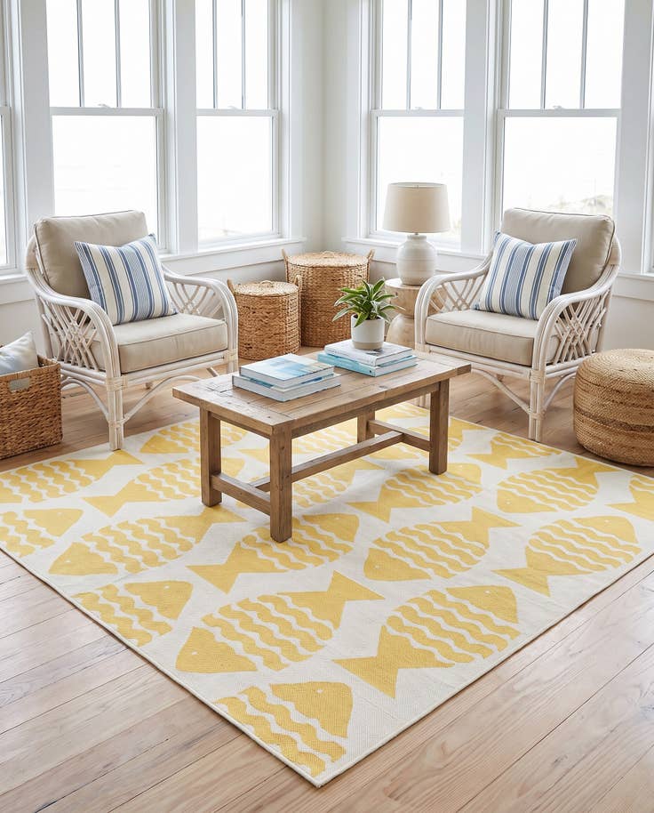Detail image of 7' 10 x 7' 10 Easy-Clean Coastal Indoor / Outdoor Square Rug