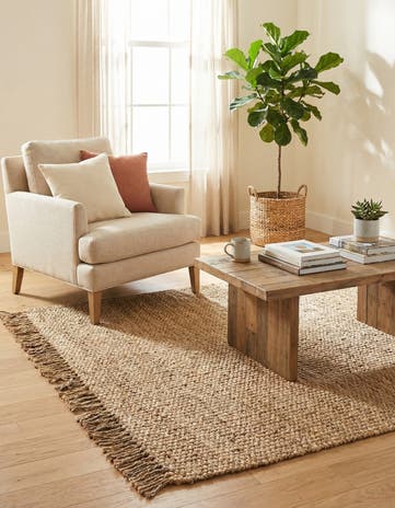 Natural Hand Woven Chunky Jute Square Rug