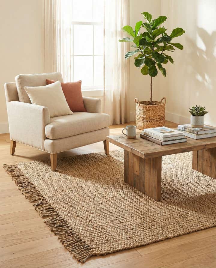 5' 1 x 5' 1 Hand Woven Chunky Jute Square Rug