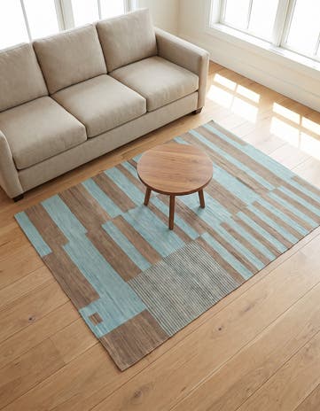 4' 4 x 5' 10 Hand Woven Kilim Modern Wool Rug