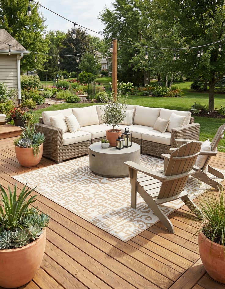 Detail image of 13' x 13'  Washable Modern Indoor / Outdoor Square Rug