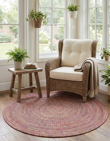 5' 3 x 5' 3 Easy-Clean Eco Verse Washable Indoor / Outdoor Round Rug