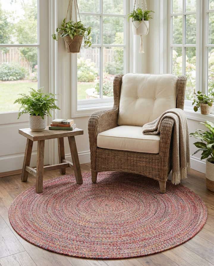 5' 3 x 5' 3 Easy-Clean Eco Verse Washable Indoor / Outdoor Round Rug