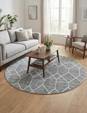 8' x 8' Lattice Trellis Round Rug
