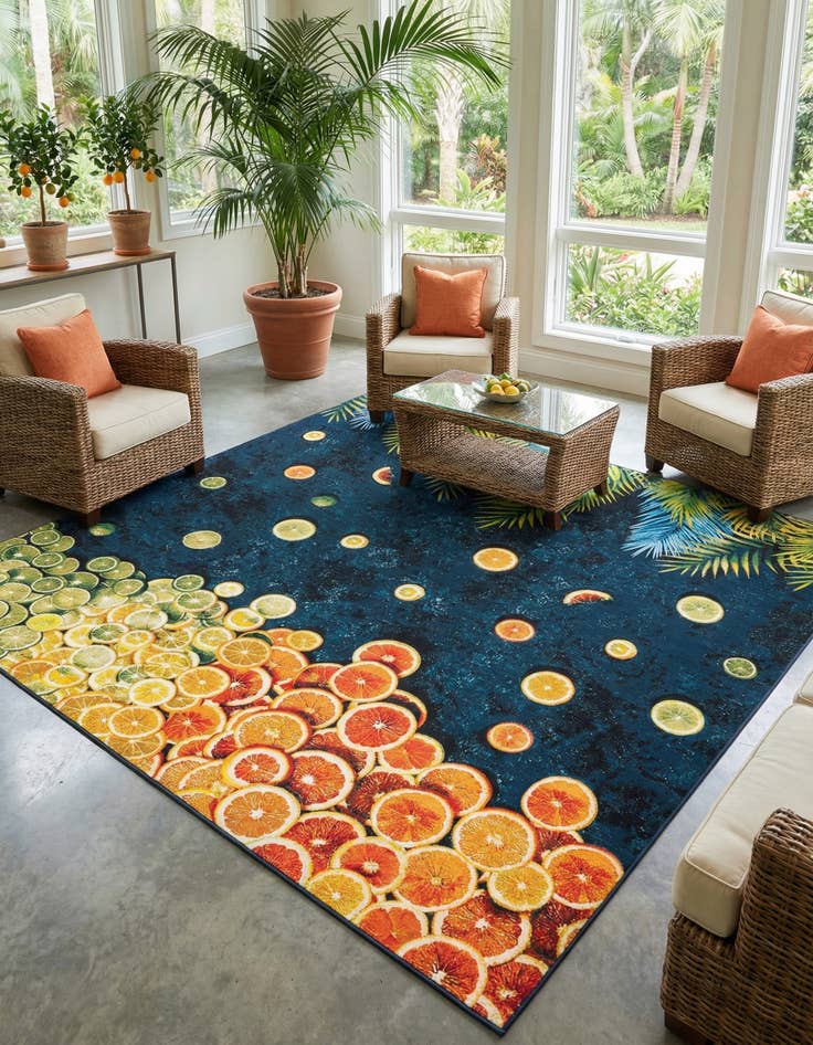 Detail image of 12' x 12'  Washable Coastal Indoor / Outdoor Square Rug