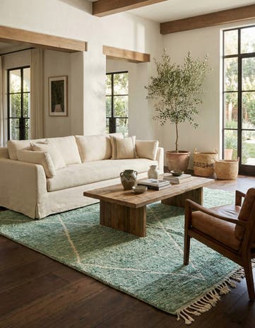 6' 9 x 9' 5 Hand Knotted Moroccan Wool Rug