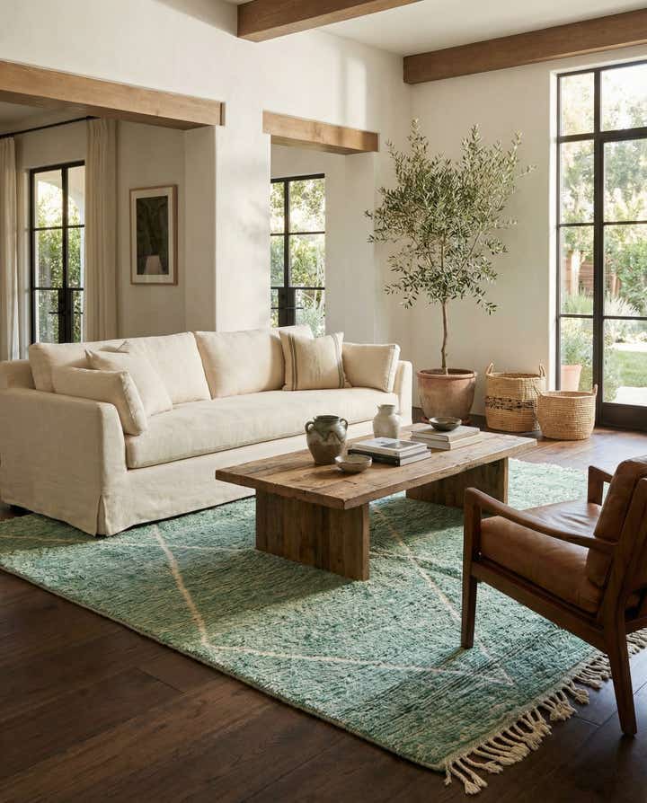 6' 9 x 9' 5 Hand Knotted Moroccan Wool Rug