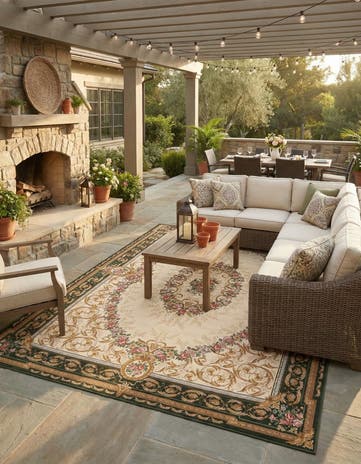 10' x 14' Easy-Clean Traditional Indoor / Outdoor Rug