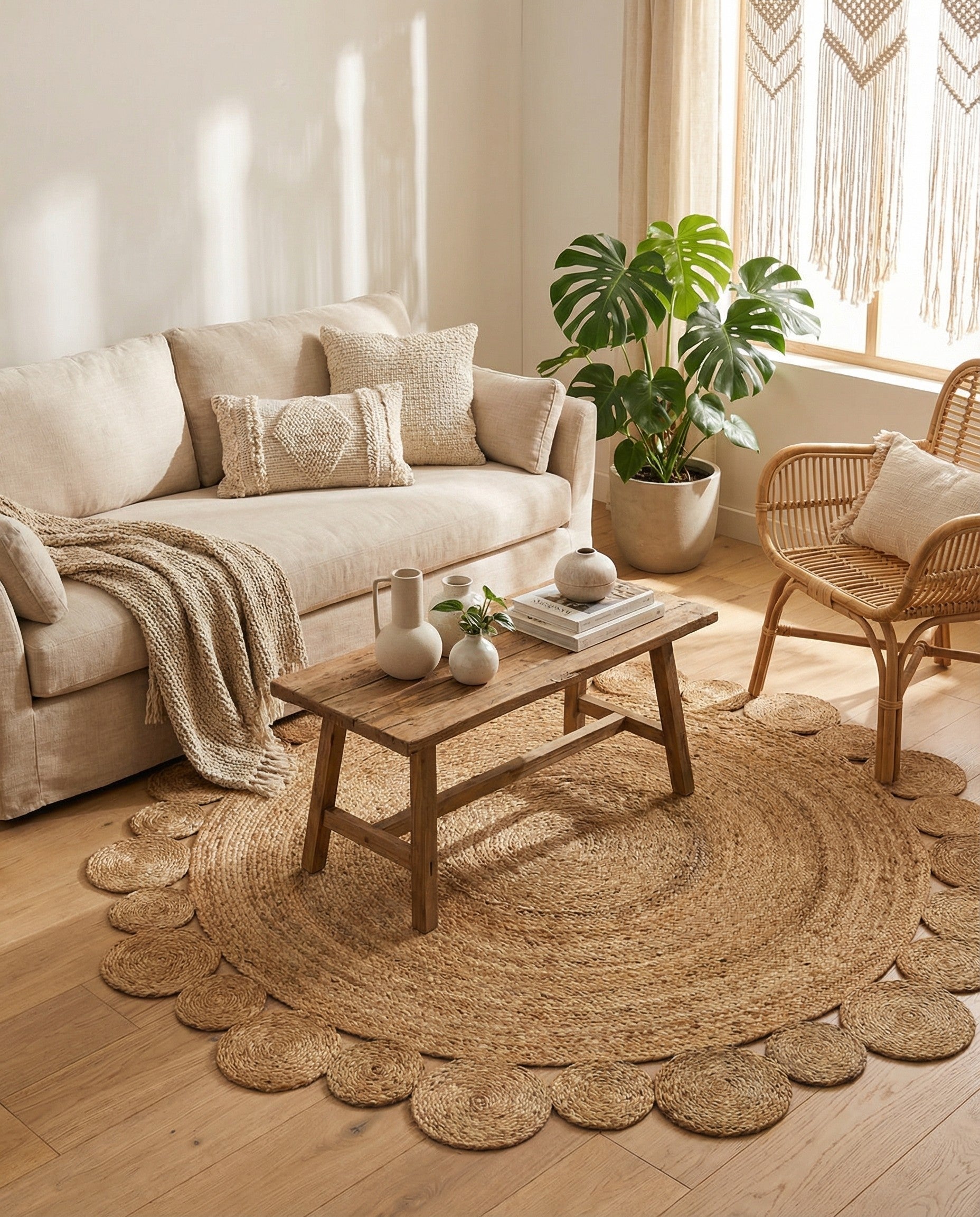  6' 1 x 6' 1  Hand Braided Jute Round Rug