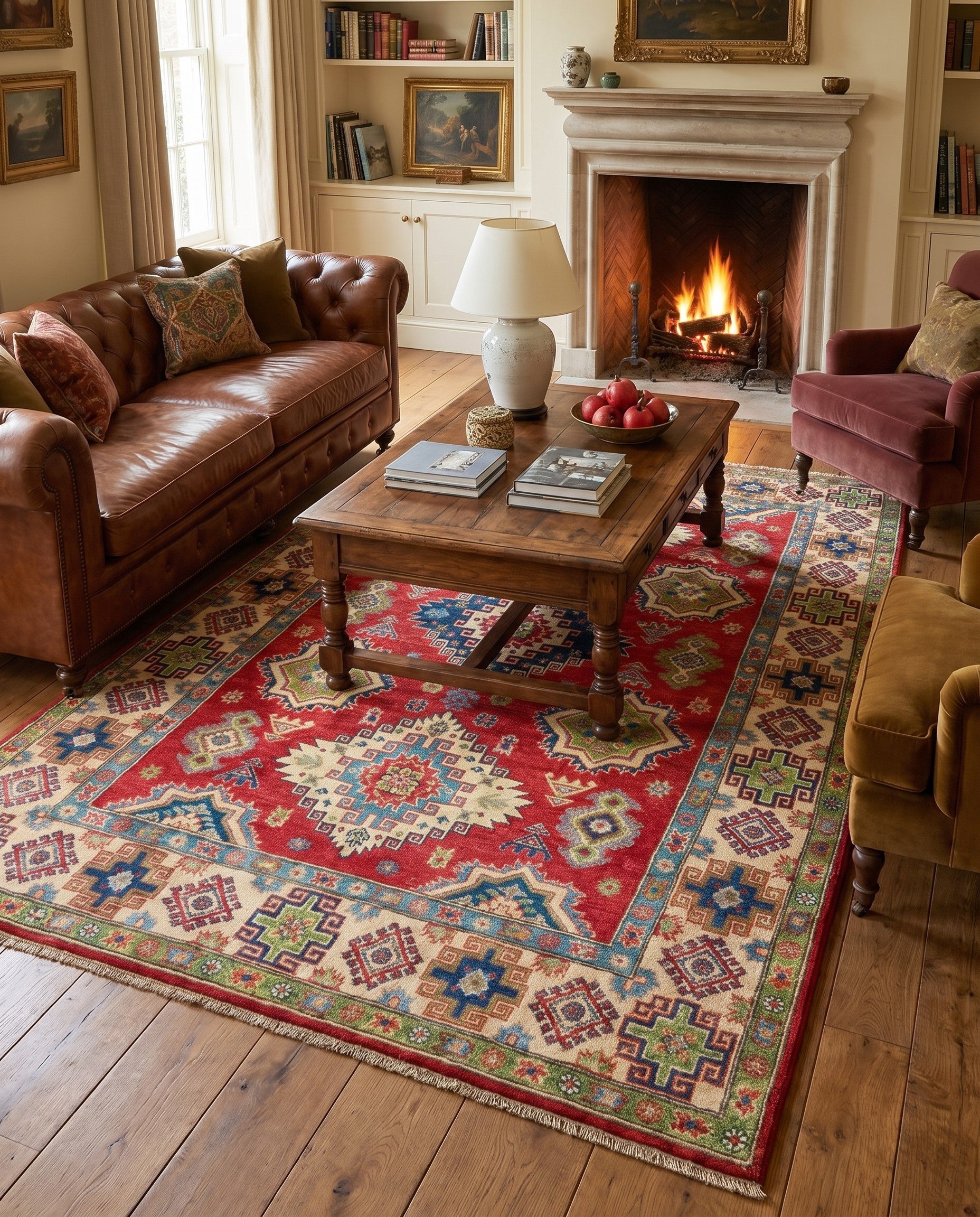 5' 8 x 8' Hand Knotted Kazak Rug