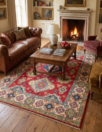 5' 8 x 8' Hand Knotted Kazak Rug