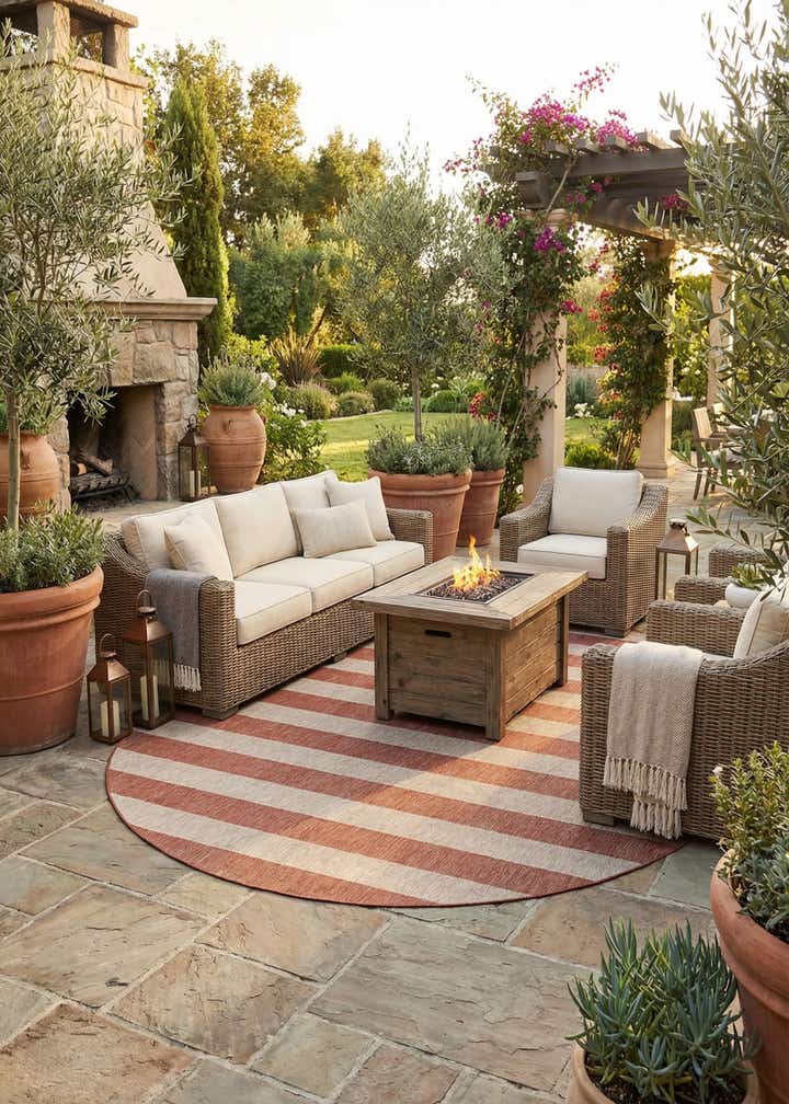 13' x 13' Easy-Clean Ribbon Indoor / Outdoor Round Rug