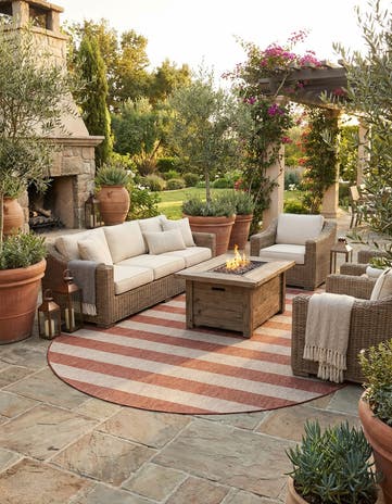 13' x 13' Easy-Clean Ribbon Indoor / Outdoor Round Rug