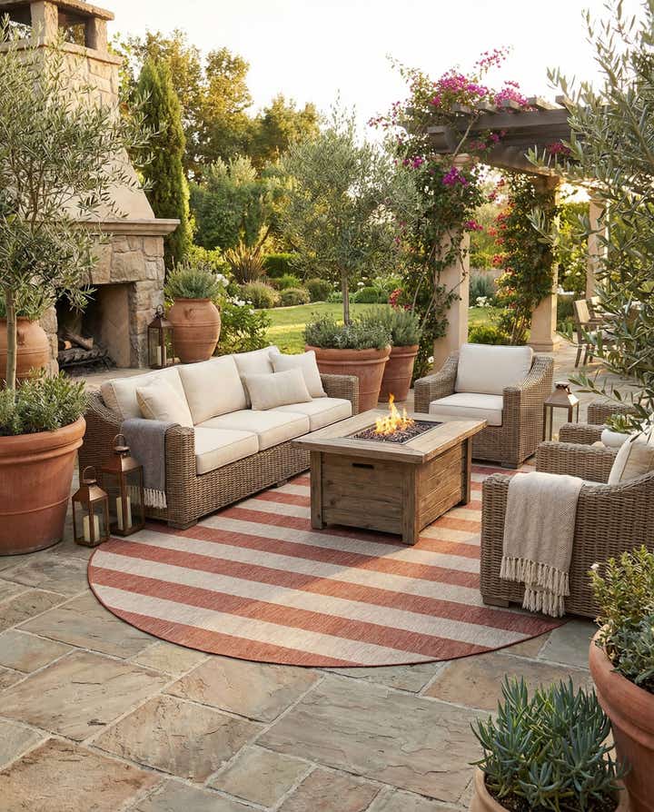 13' x 13' Easy-Clean Ribbon Indoor / Outdoor Round Rug