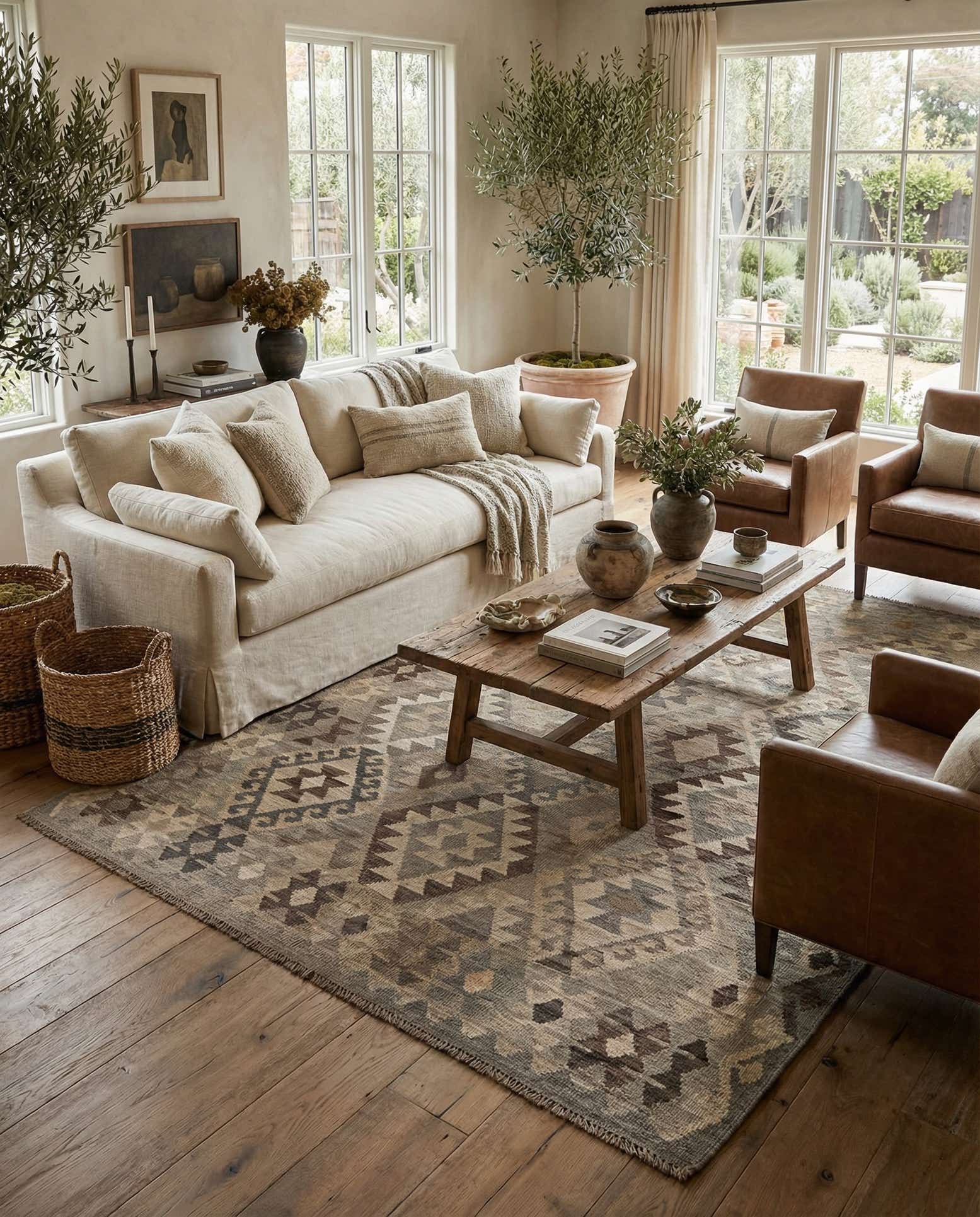 5' 9 x 7' 11 Hand Woven Kilim Maymana Wool Rug