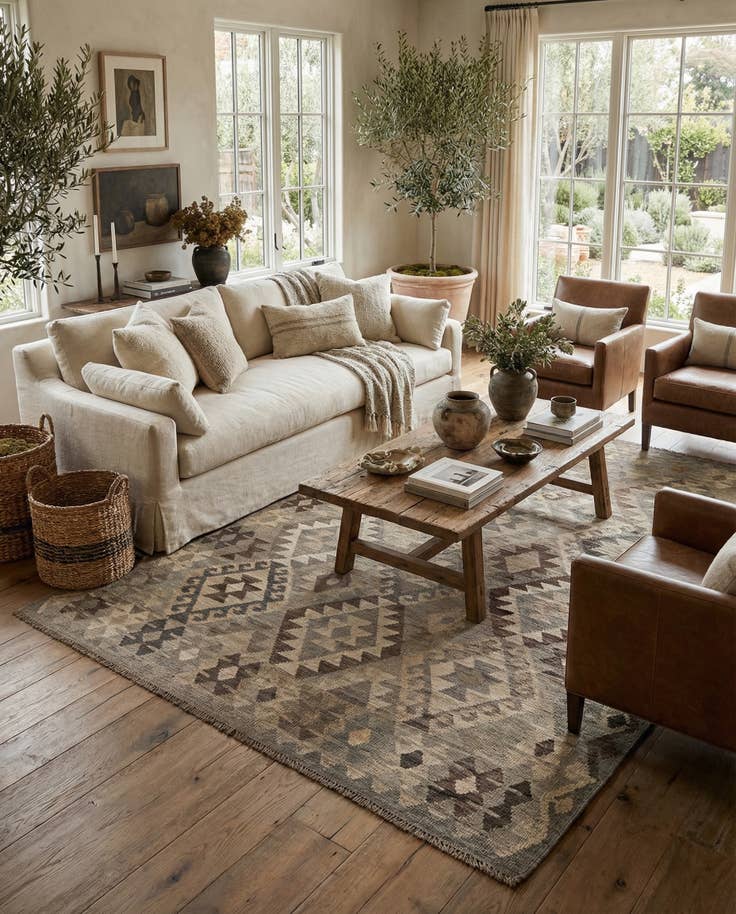 Detail image of 5' 9 x 7' 11 Hand Woven Kilim Maymana Wool Rug