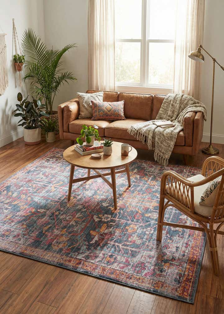 7' 3 x 7' 3 Washable Maahru Square Rug